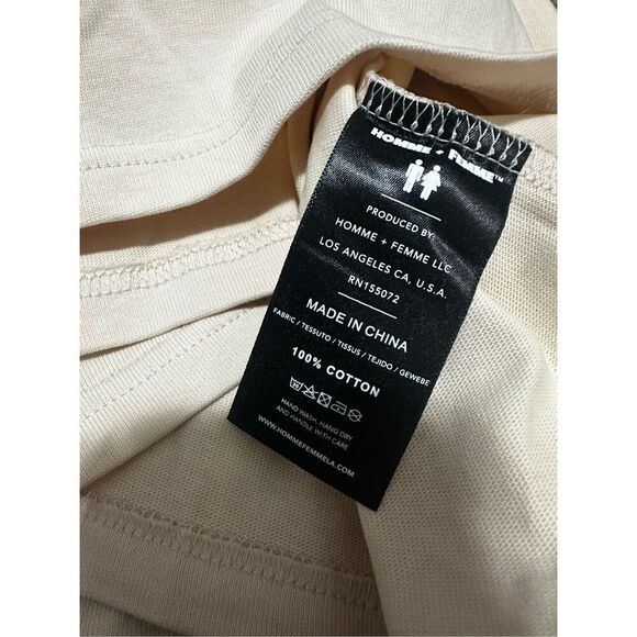 Homme + Femme LA Cream & Green Crew Neck Tee Size XXL - Picture 5 of 5